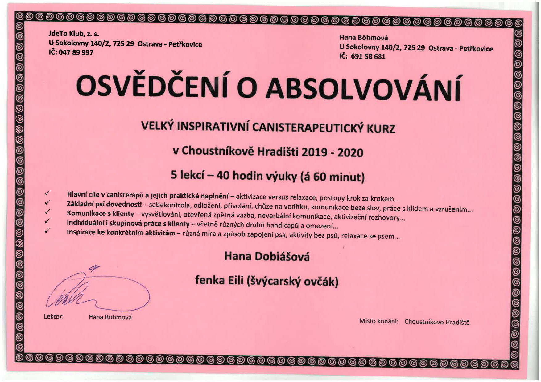 Velký inspirativní canisterapeutický kurz