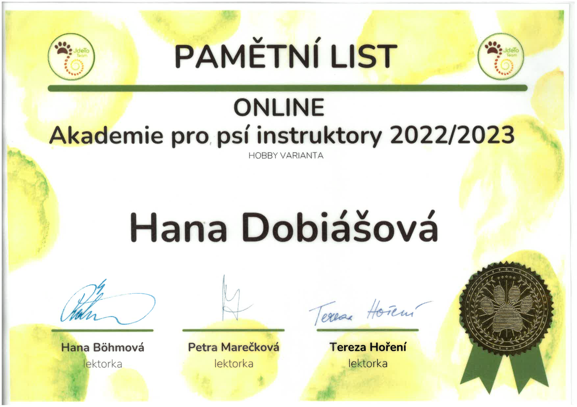 Akademie pro psí instruktory - hobby varianta